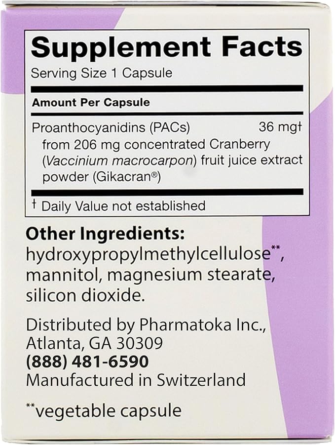 ellura 36 mg Clinically Backed Soluble Bioactive PACs – 100% Concentrated Cranberry Fruit Juice Extract for Urinary Tract Health 30 Capsules