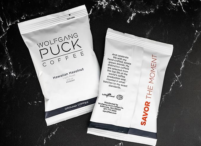 Wolfgang Puck Coffee Hawaiian Hazelnut each 2.0 ounce Portion Pack makes 8-10 cups (Pack of 18)