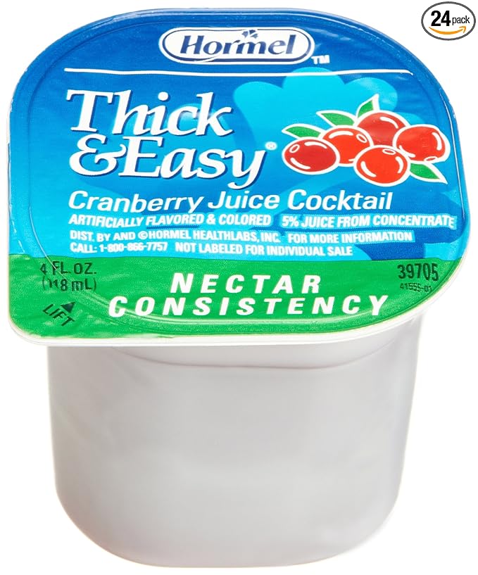 Hormel Thick &amp Easy Thickened Cranberry Juice Cocktail (Nectar Consistency) 4-Ounce Portion Control Cups (Pack of 24)
