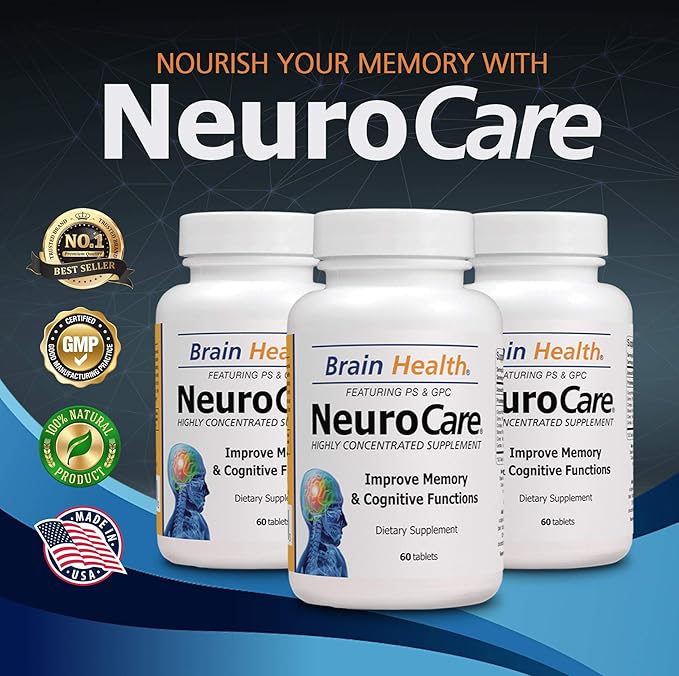 Neuro Care Nootropic Brain Health Supplement Highly Concentrated Memory Booster Enhanced Mental Focus Cognition Memory Concentration and Clarity 100% Natural Dietary Supplement - 60 Tablets