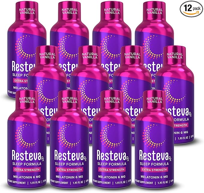 Results RNA Resteva Rx Sleep Aid: Delicious Fast-Acting Liquid Formula. Relaxing Mind &amp Body Promoting deep Sleep. Wake Refreshed with no Grogginess. Naturally sweetened 12 Pack