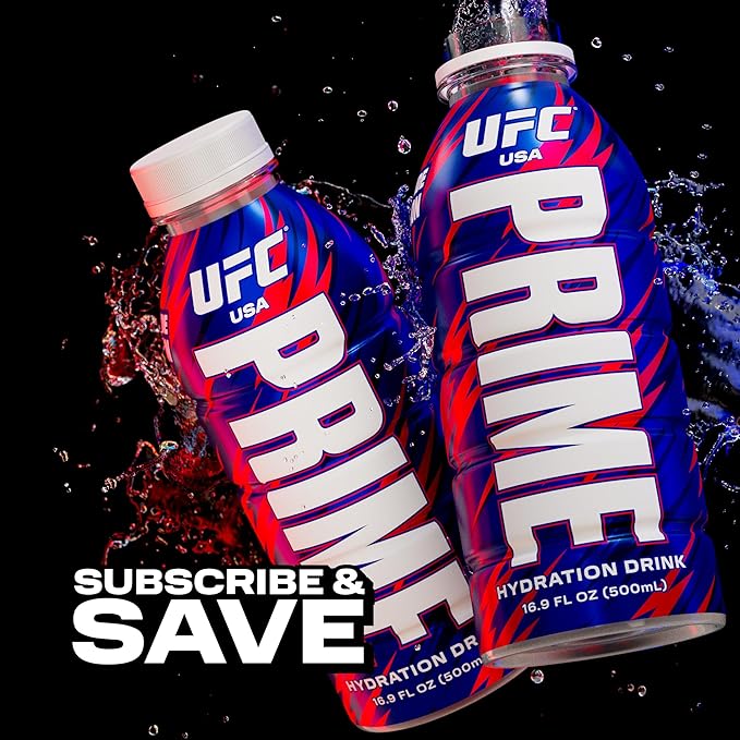 PRIME Hydration UFC Sports Drinks Electrolyte Enhanced for Replenishing Fluids 250mg BCAAs B Vitamins Antioxidants Low Sugar 16.9 Fl Oz 12 Pack