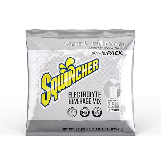 Sqwincher Powder Pack | Cool Citrus Flavored | Low Calorie | Low Sodium | Electrolyte Replenishment Hydration Drink Mix | Just Add to 5 Gallons of Water | 47.66 oz packet (pack of 16)