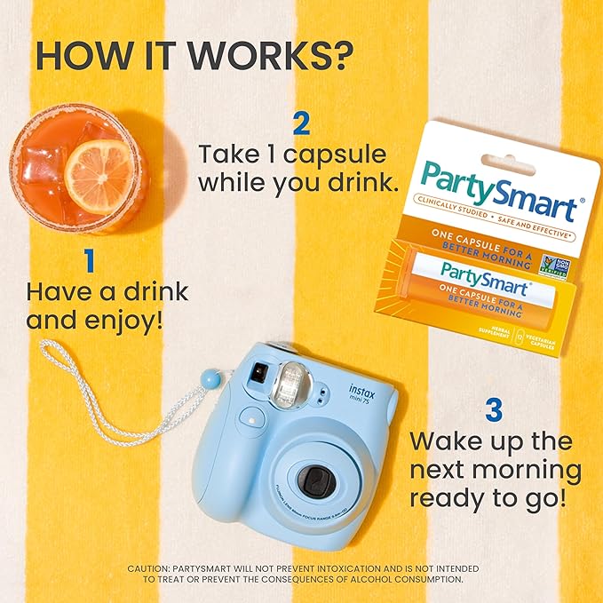 Himalaya PartySmart 12 Capsule Tube - Alcohol Breakdown Liver Support for a Better Morning After Drinking - Plant Based Vegan Non-GMO Gluten Free Clinically Studied