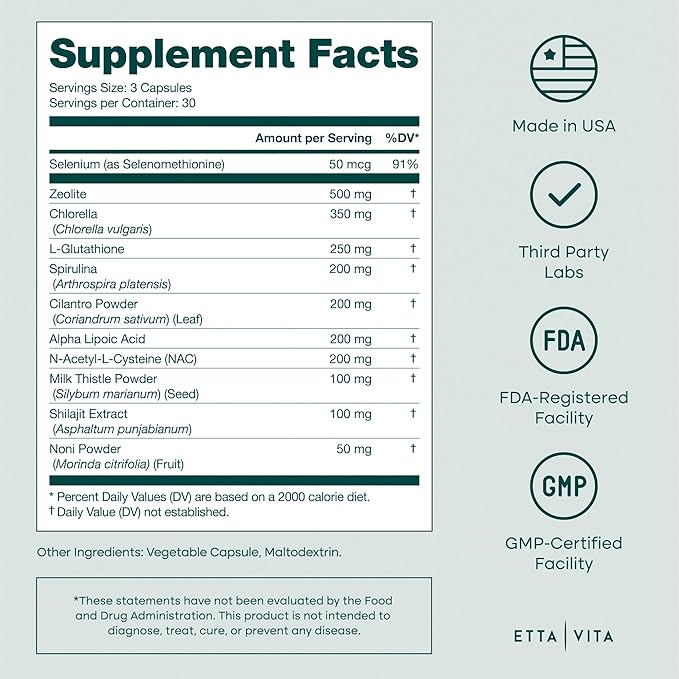 Liver Cleanse Detox &amp Repair - Microplastics Detox &amp Zeolite Supplement for Gut Health Cognition &amp Natural Energy - Glutathione NAC Chlorella Spirulina ALA Cilantro Milk Thistle No