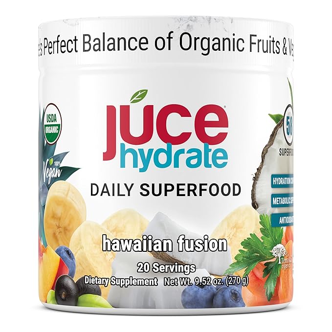 Júce Hydrate Replenishing &amp Nourishing Superfood Drink - Boost Reduce Fatigue - USDA Certified Organic Plant-Based Vegan - Gluten-Free Dairy-Free Soy-Free - 8.1 Ounce - By Terra Kai Organics