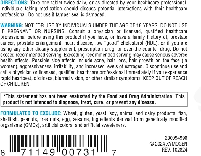 XYMOGEN DHEA 25 mg - Micronized DHEA Supplement for Women &amp Men - Support Healthy Androgen and Estrogen Levels &amp Adrenal Support (60 Tablets)