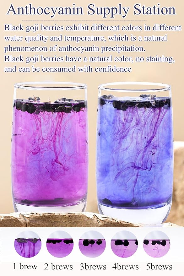 Black Goji Berry Tea 8.5oz/240g Black Wolfberry Dried Goji Berries Fruit Lycium Barbarum Chinese Herbal Tea Caffeine-free Vegetarian Friendly 黑枸杞 枸杞