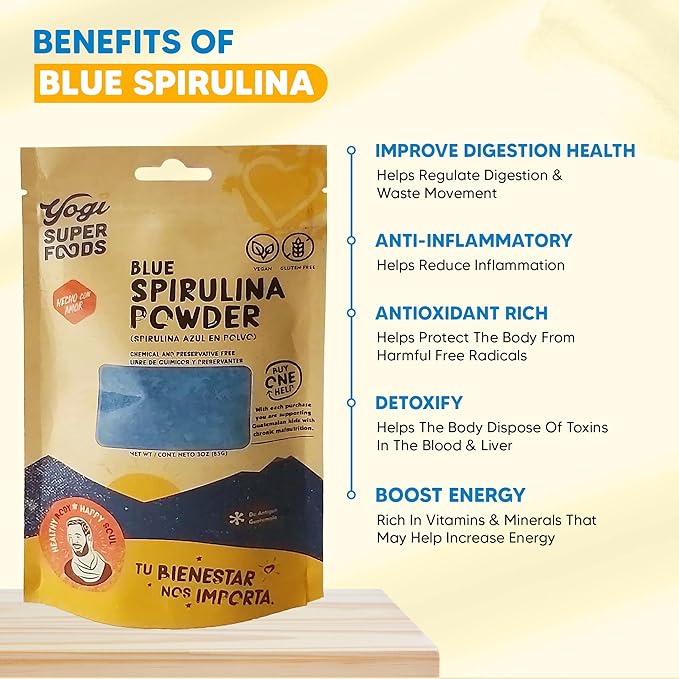 Yogi Super Foods Blue Spirulina Powder Made from Blue-Green Algae Extract - Superfood Plant Rich Source of Protein for Immune Support Energy Natural Food Coloring for Baking - 5 Ounce Bag