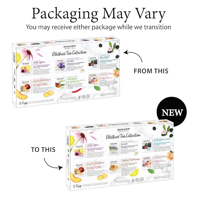 Bigelow Benefits Wellness Tea Collection Variety Gift Box Sampler 64 Tea Bags (Pack of 1