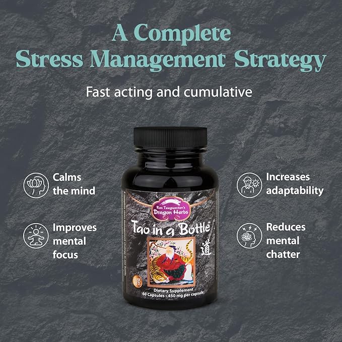 Dragon Herbs - Tao in a Bottle Capsules | Herbal Formula Supplement to Support Stress Mood Focus Adaptability (60 Capsules 450 mg Each)