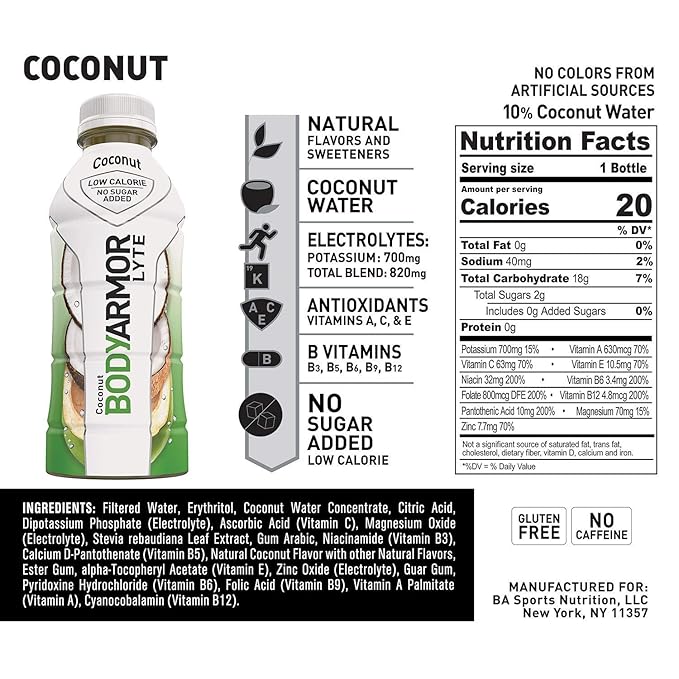 BODYARMOR Lyte Variety Pack Of 4 Flavors Sports Drink 20 Pack Of 16 Oz Net Wt 320 Fl Oz