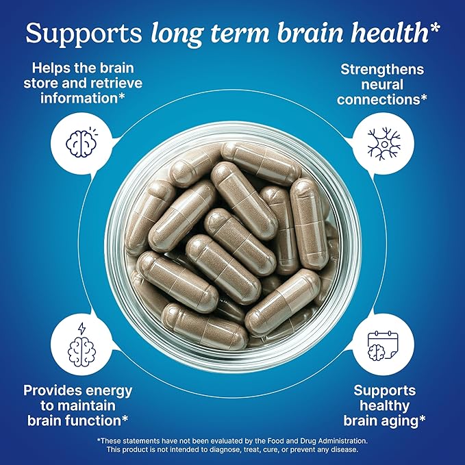Santo Remedio Memoria Brain Health Supplement – Cognitive Support for Attention Memory &amp Focus with CognatiQ Coffee Fruit Extract – Gluten Free Non-GMO – 30 Servings