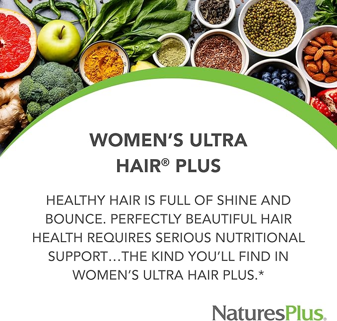 NaturesPlus Women’s Ultra Hair Plus - 60 Sustained Release Tablets - Nutritional Support for Healthy Hair Structure - Gluten Free - 30 Servings