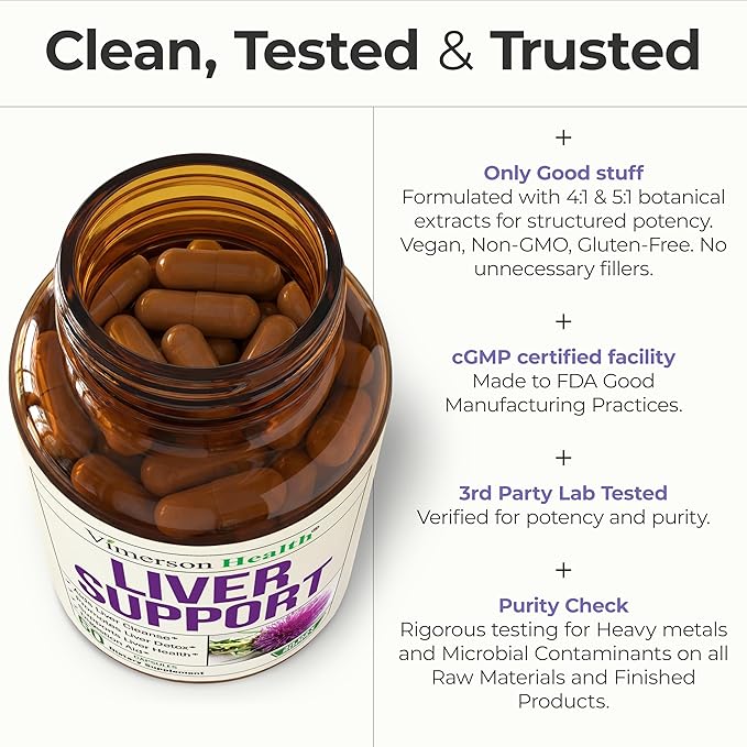 Vegan Liver Cleanse Detox &amp Repair – Herbal Liver Support Supplement w/ Silymarin Milk Thistle Zinc Dandelion Root &amp Artichoke Extract for Enzyme Support Energy &amp Healthy Digestion. 60