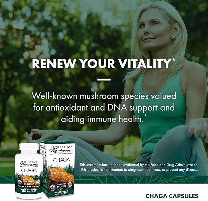 Host Defense Chaga Capsules - Immune System Support Supplement - Chaga Mushroom Capsules for Antioxidant Activity Support - Dietary Mushroom Supplement - 120 Capsules