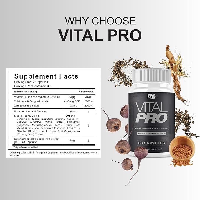 BLUE VIBE Vital Pro Capsules Premium Wellness &amp Advanced Health Management Supplement Pills Maximum Strength Daily Health &amp Overall Wellness Support 3 Pack - 180 Capsules