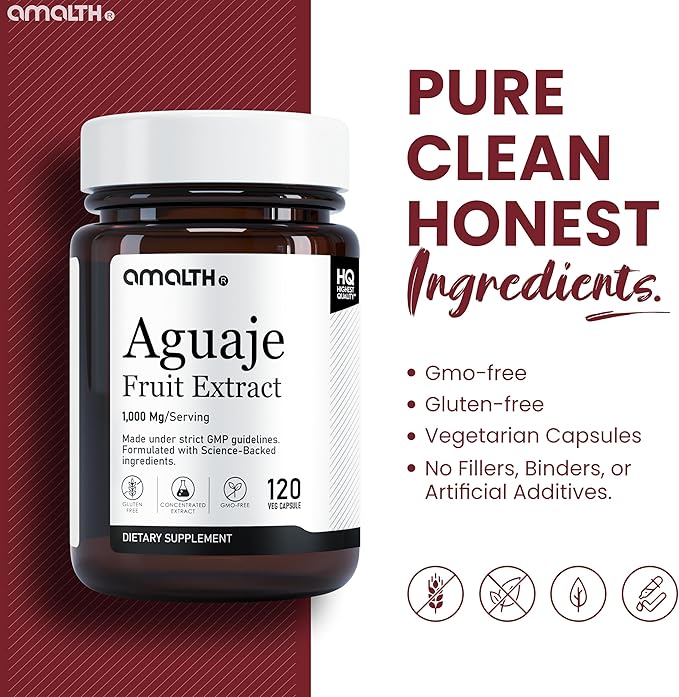 Amalth Aguaje Curves Capsule for Women 1000 mg- Extra Strength from Peru Natural Supplements- 120 Capsules Non- GMO Premium Quality Pills