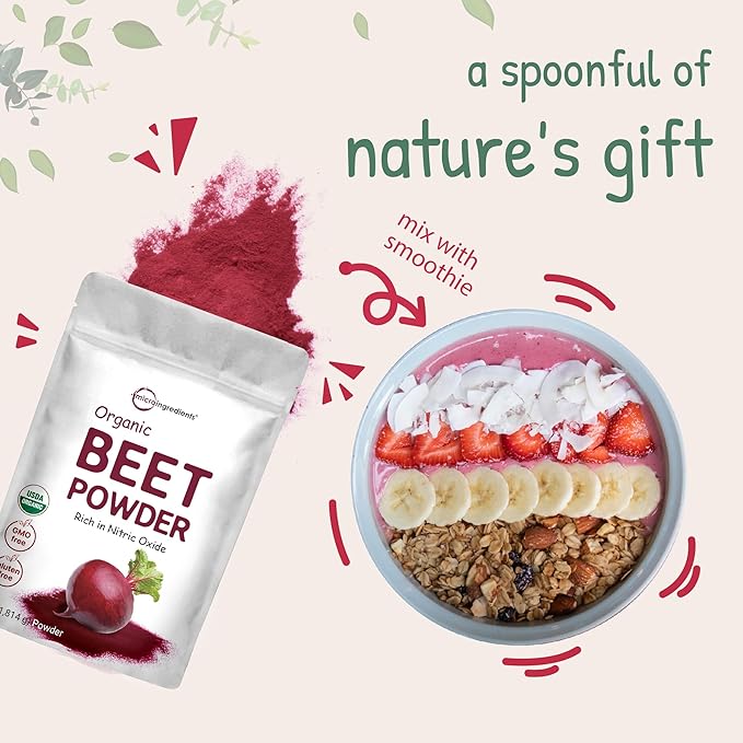 Organic Beet Root Powder 4 Pounds | Cold Pressed Water Soluble High Concentrated Raw Beet Supplement | Superfood Drink Mix | Non-GMO Vegan Friendly Plant Based