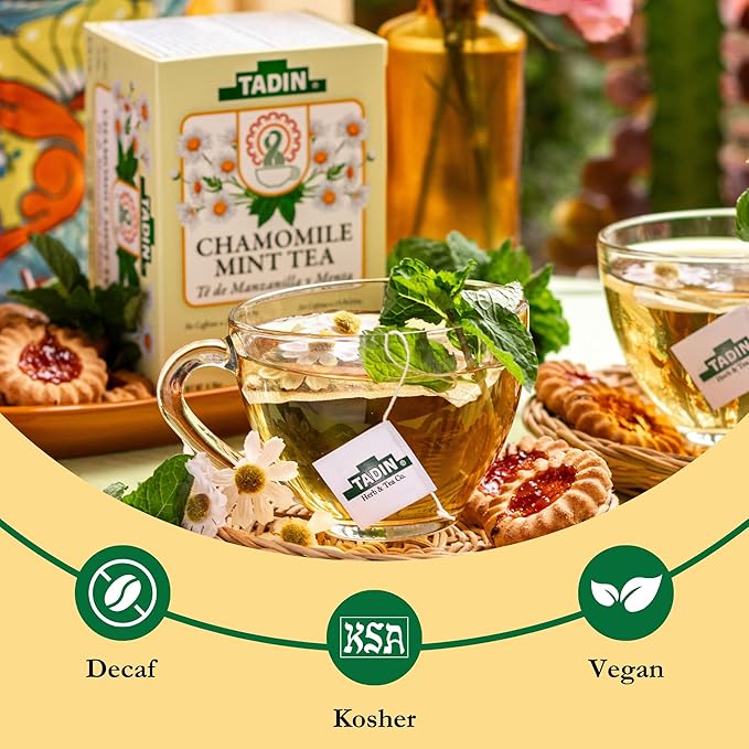 Tadin Chamomile &amp Mint Tea Herbal Tea Caffeine Free Tea Tea Bags Individually Wrapped 24 Tea Bags Per Box Pack of 6