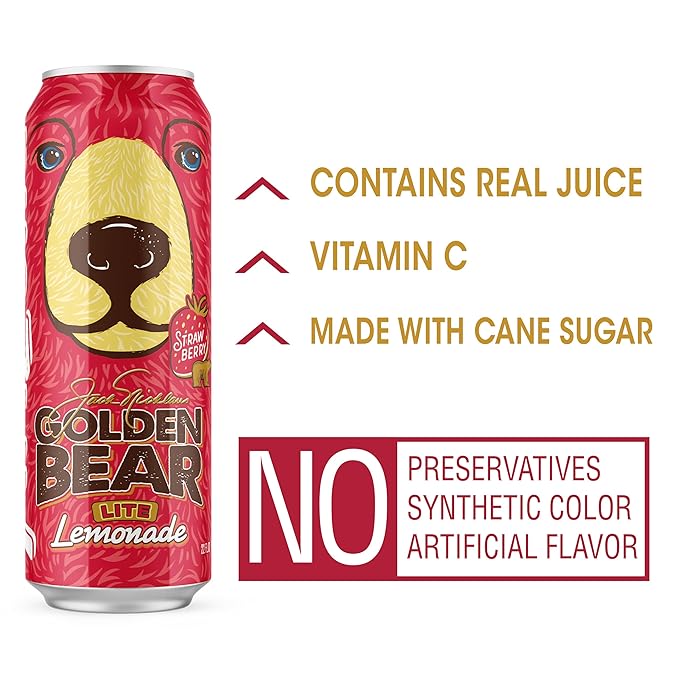 AriZona Golden Bear Strawberry Lemonade - Big Can 22 Fl Oz (Pack of 24)