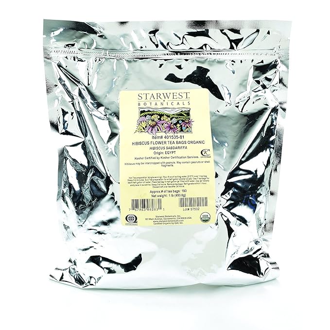 Starwest Botanicals Organic Hibiscus Flower Tea Bags 1 Pound