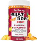 Bellway Super Fiber Powder + Fruit Sugar Free Organic Psyllium Husk Powder Fiber Supplement for Regularity Bloating Relief &amp Digestive Health Plant-Based Fruit Punch (50 Servings)