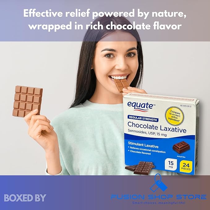 Chocolate Laxatives- Senna Laxative Chocolate 24 ct 15 mg (3 Pack) Boxed by Fusion Shop Store