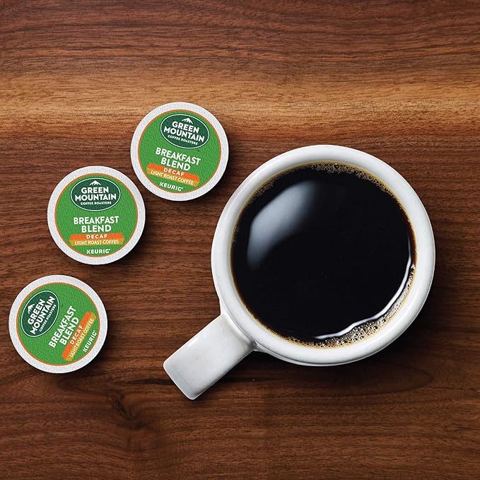 Green Mountain Coffee Roasters Decaf Breakfast Blend Single-Serve Keurig K-Cup Pods Light Roast Coffee 32 Count (Pack of 4)
