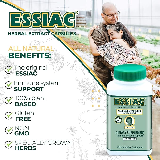 ESSIAC Tea All-Natural Herbal Extract Capsules – 60 Capsules | Powerful Antioxidant Blend to Help Promote Overall Health &amp Well-Being | Original Formula Since 1922