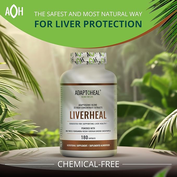 ADAPTOHEAL Milk Thistle Turmeric and Astragalus Complex – Liverheal Herbal Liver Cleanse and Detox Formula with Artichoke and Schisandra Extracts – High-Potency Plant Blend (180 Capsules)