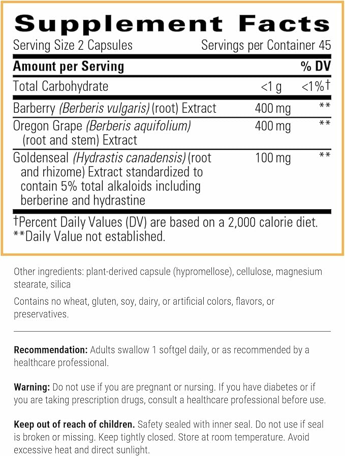 Integrative Therapeutics Berberine Complex - Digestive &amp Gut Health Supplement* - Vegan Gluten-Free &amp Dairy-Free - 90 Capsules (45 Servings)