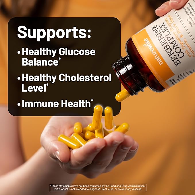 NatureWise Berberine 1000mg - Berberine Phytosome + HCI + Turmeric &amp Digestive Enzymes - Supports Healthy Blood Sugar + GI + Metabolism + Cholesterol - Non-GMO USA Manufactured - [30 Day Supply]