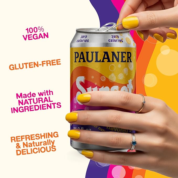 Paulaner Sunset Zero Orange Cola Soft Drink | Fruity European Zero Calorie Sugar-Free Spezi Orange Cola Made in Germany | Vegan and Gluten-Free | 11.2 fl oz (330mL) Cans | 24-Pack Case of Soda
