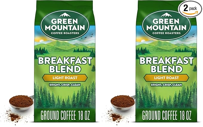 Green Mountain Coffee Roasters Breakfast Blend Ground Coffee Bagged 18 oz (Pack of 2)