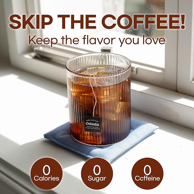 Odada Sugar Cutffee Tea Zero Sugar &amp Caffeine-Free Herbal Coffee Alternative with Bitter Melon &amp Chicory Root for Post-Meal Lightness Clean Balance &amp Daily Wellness 24 Tea Bags
