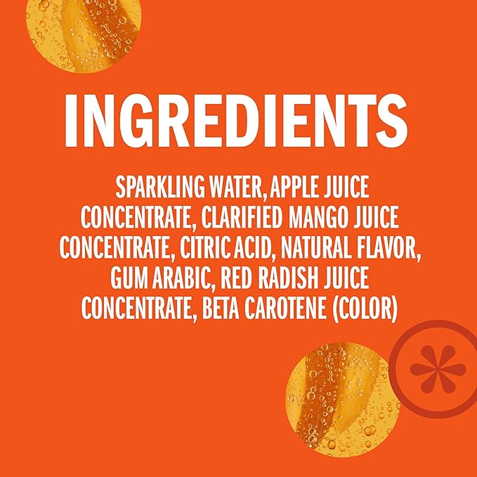 IZZE Sparkling Water Juice Beverage Blend Mango No Sugar Added 8.4 FL OZ 24 Cans