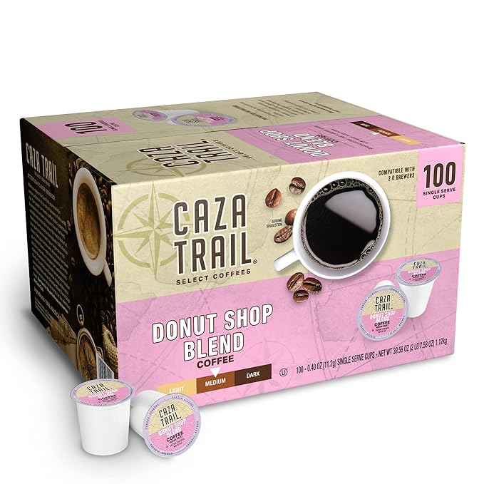Caza Trail Coffee Pods Donut Shop Blend Single Serve 100 Count (Pack of 1) (Packaging May Vary)