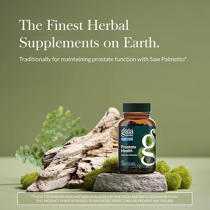 Gaia Herbs Prostate Health - Supports Prostate Health and Function for Men - with Saw Palmetto Green Tea Nettle Root and White Sage* - 60 Vegan Liquid Phyto-Caps (30 Servings)