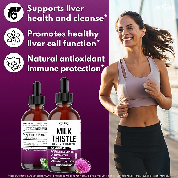 Milk Thistle Liquid Drops – All Natural Milk Thistle Extract with Silymarin – High Absorption – Non-GMO Gluten-Free – 4 oz
