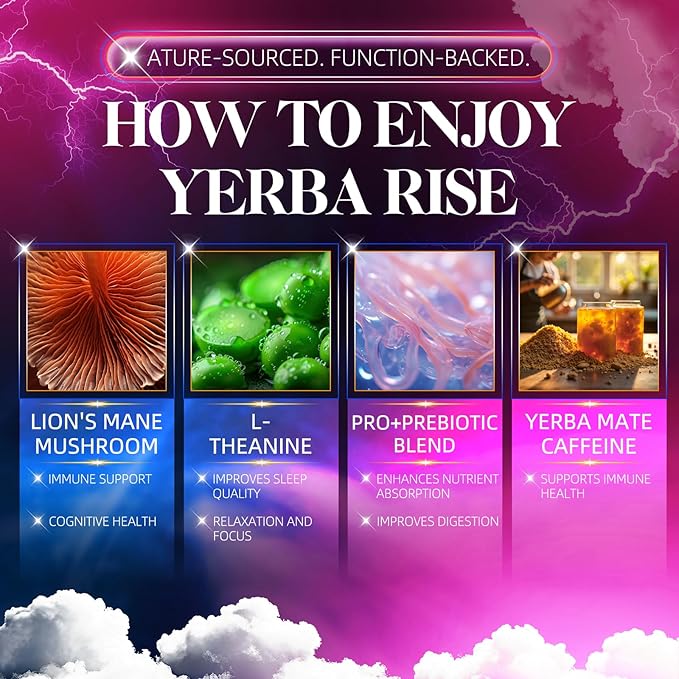 Super Yerba Packets - Yerba Mate Instant Tea Powder 3-in-1 Super Drink Mix for GutHealth Raspberry Lemonade Flavor Energy Boost &amp Focus-30 Servings(1)