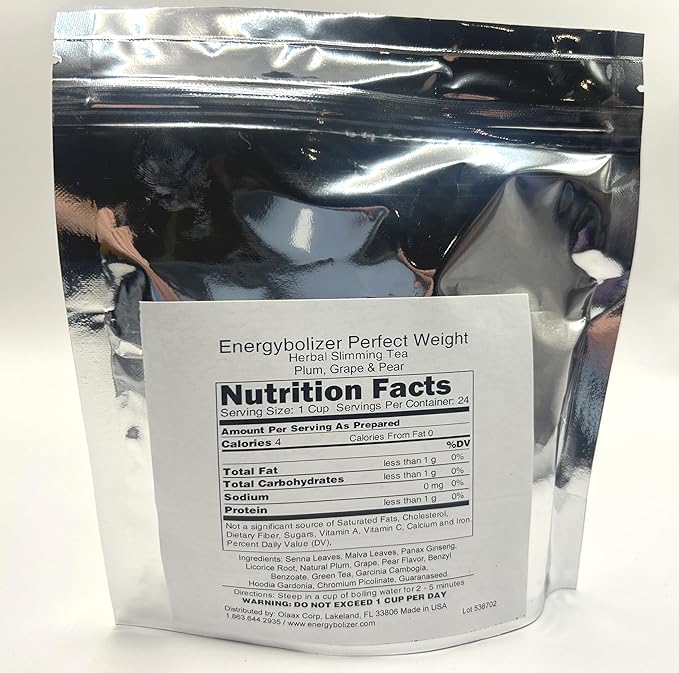 Energybolizer Perfect Weight Herbal Tea (24 Bags)| Natural Energy Booster for Women and Men | Increase Energy Improve Digestion (Plum Grape Apple Pear)
