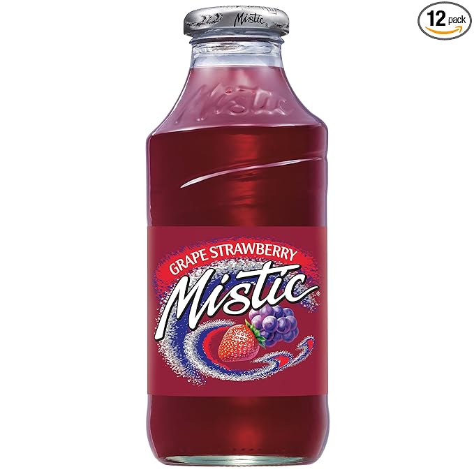 Mistic Grape Strawberry Juice 16 fl oz (12 Glass Bottles)
