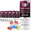 Angry Angel Ice Pop Blast Natural Energy + Focus Drink (12 count) - Zero Sugar - Natural Caffeine from Yerba Mate - CoQ10 - B Vitamins - 12 oz Cans