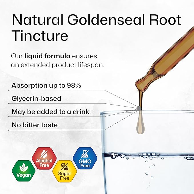 BIO KRAUTER® Goldenseal Root - Pure Vegan Goldenseal Tincture 670mg per Serving 4 Fl.Oz 56-Day Supply - Immune &amp Respiratory Support - Liquid Golden Seal for Digestive Support - Alcohol &amp Suga