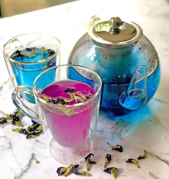 Wild Hibiscus Blue-Tee | 100% Pure Butterfly Pea Flower Tea (12 oz) | Caffeine-Free Herbal Tea | Naturally Vibrant Blue Color | Antioxidant-Rich Relaxing Herbal Infusion