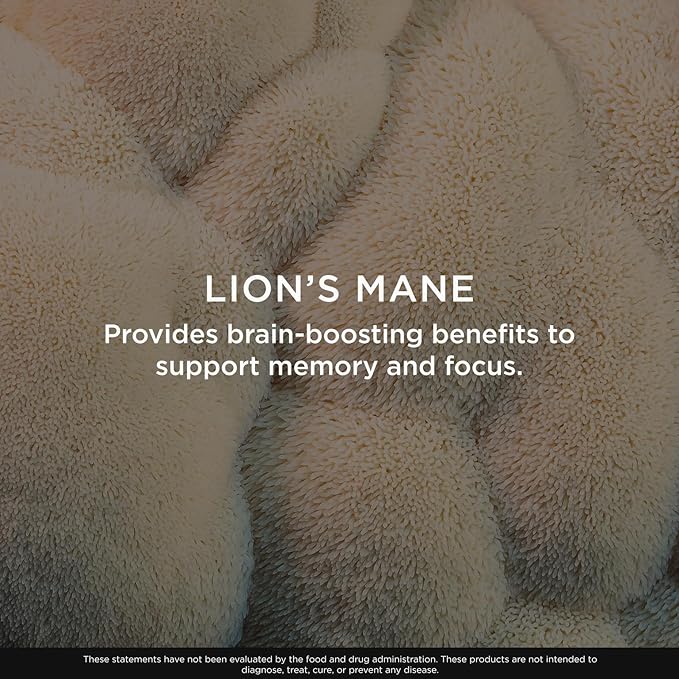 The Genius Brand Genius Lion's Mane - Plant-Based Supplement for Memory Focus &amp Mood Support - Organic &amp Non-GMO - 120 Veggie Capsules