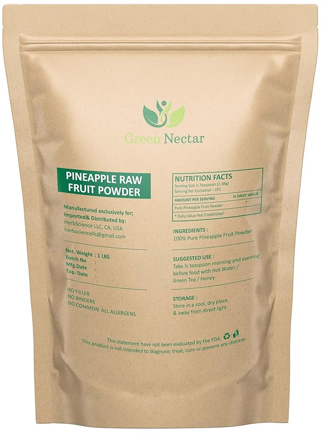 Pineapple Fruit Juice Powder Vegan Non-GMO Gluten Free 16 Ounce Concentrate for Drink Mix Smoothies Baking - Vegan Bromelain No Preservatives Artificial Flavors Sugar free Non-GMO (16 Oz -