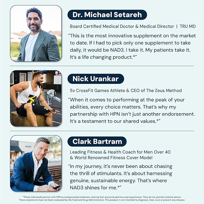 HPN NAD3 Clinical NAD+ Booster Cellular Health &amp Natural Energy - NAD Supplement for Healthy Aging Metabolic Support NRF2 &amp Longevity Nicotinamide Riboside &amp NMN Alternative 240ct 12