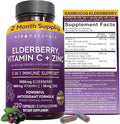 Viva Naturals Elderberry with Vitamin C and Zinc for Adults - 5 in 1 Sambucus Black Elderberry Capsules with Vitamin D3 5000 IU Immunity Supplement Sambucus Elderberry Immune Support Supplement